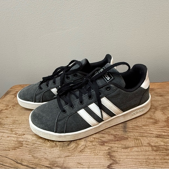Adidas Men’s Grand Court Charcoal and White Casual Sneakers - Picture 2 of 5